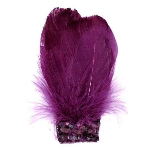 FE4167   Plum Beaded Victorian Feather Brooch / Applique