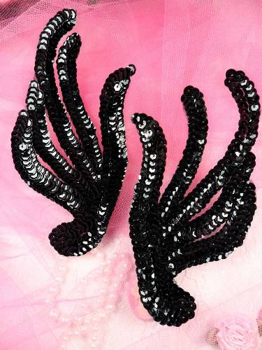 FS1061X Black Mirror Pair Sequin Appliques 6"