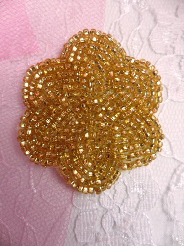 FS1594 Gold Floral Beaded Applique