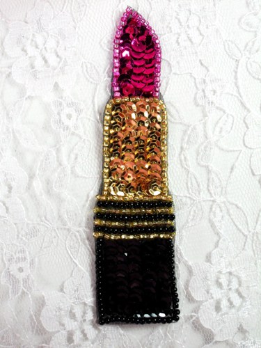 FS3440 Lipstick Beaded Sequin Applique 4.25"