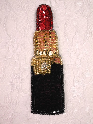 FS3441 Lipstick Beaded Sequin Applique 3.5"