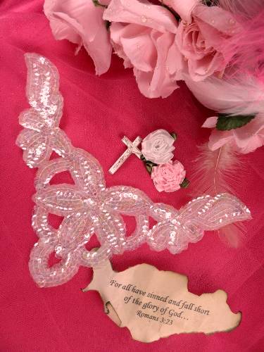 FS398B  Crystal AB Collar Sequin Applique 8.5"