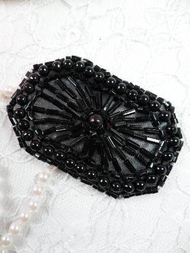 FS725A Black Beaded Applique 2.5"