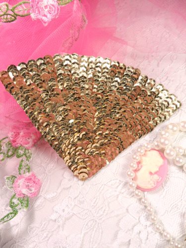 FS884 Gold Epaulet Beaded Sequin Applique 5"