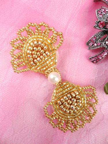 FSV580 Gold Beaded Frog Button Closure 2.75"