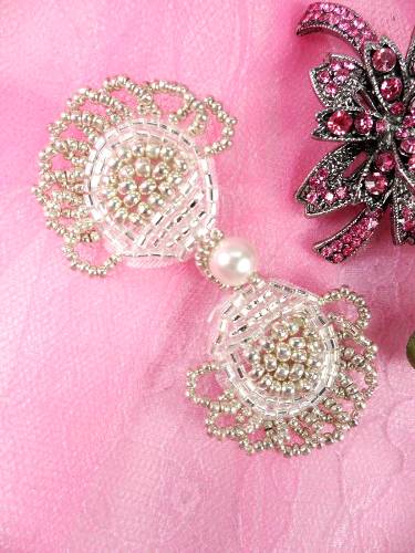 FSV580 Silver Beaded Frog Button Closure 2.75"