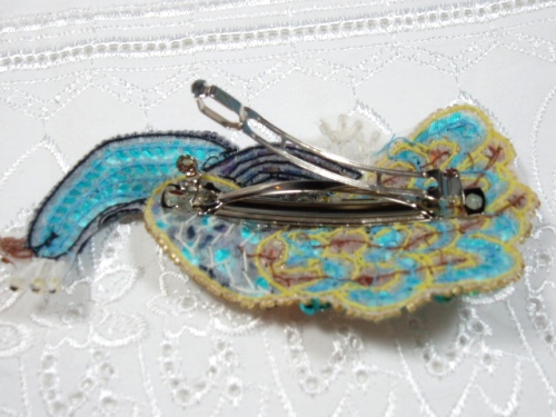 HB6400R  Right Peacock Hair bow  4.5"