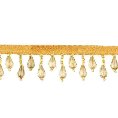 RM1670D  REMNANT YELLOW 20" Teardrop Beaded Fringe Sewing Trim