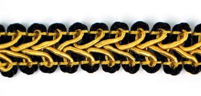 E1901 Black Gold Gimp Sewing Upholsterly Trim 1/2"