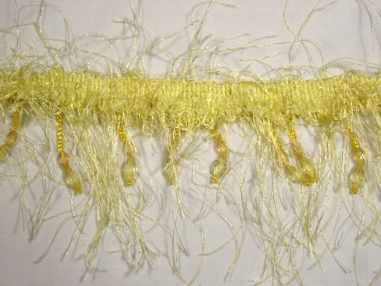 E2664  Lt. Yellow Beaded Eyelash Gimp Fringe Trim