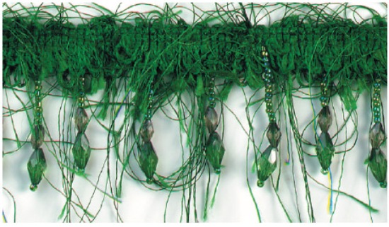 E2664  Kelly Green Beaded Eyelash Gimp Fringe Trim