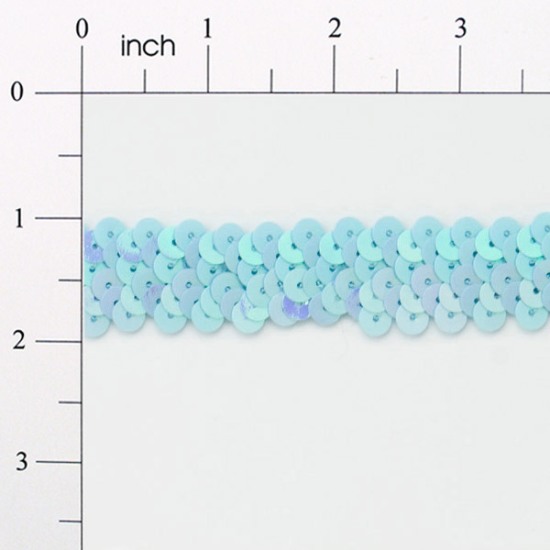 E4412  Lt. Blue Sequin Stretch 2 Row Sewing Trim 1"