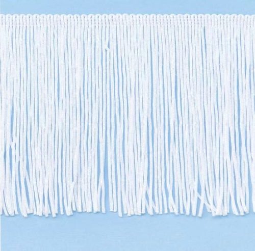 E4428 White Chainette Fringe Trim 6"