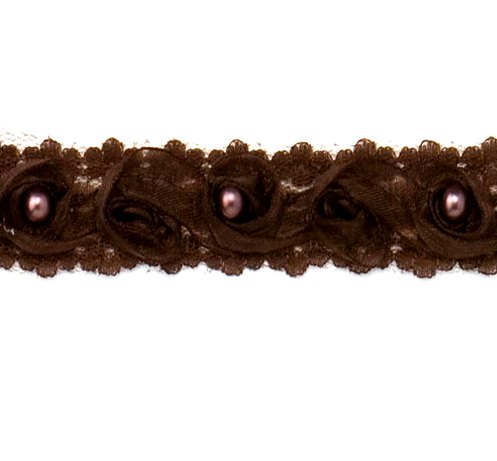 E4444  Chocolate Brown Lace Wedding Bridal Sewing Trim 1"