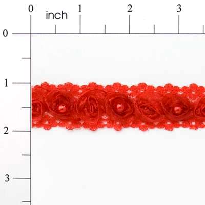 E4444  Red Pearl Lace Wedding Bridal Sewing Trim 1"