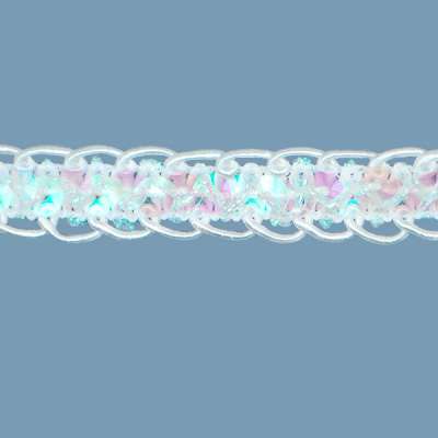 E4570  Crystal AB White Braided Cord Sequin Trim
