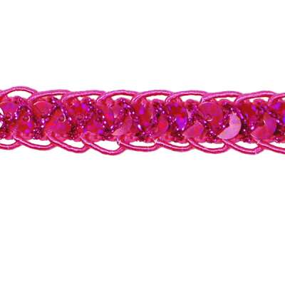 E4570  Fuchsia Holographic Braided Cord Sequin Trim