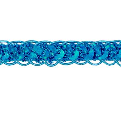 E4570  Turquoise Holographic Braided Cord Sequin Trim