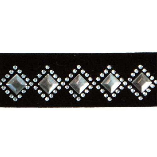 E4587  Iron-On Rhinestone Metal Diamond Trim 1"