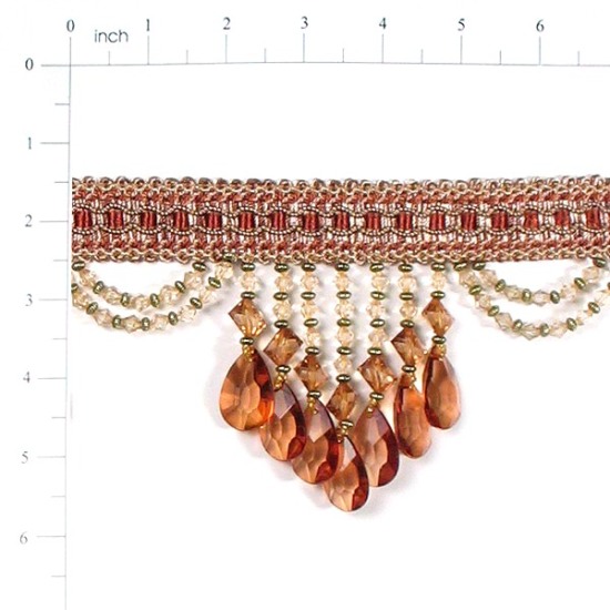 E6111 Brown Isabella Drapery Teardrop Trim 5"