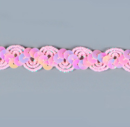 E6119  Pink AB Ric Rac Sequin Sewing Craft Trim 5/8"