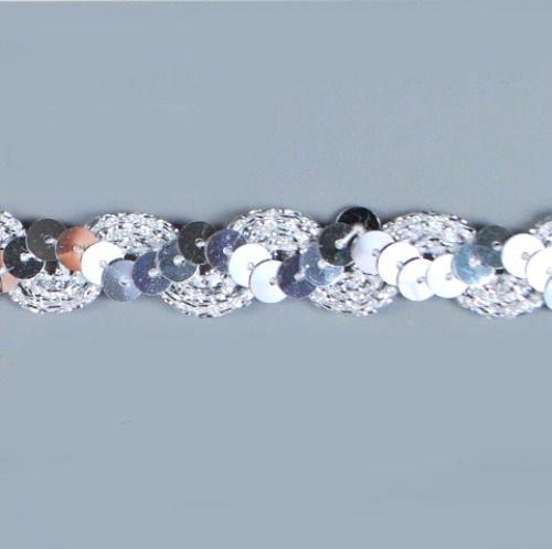 E6119  Silver Ric Rac Sequin Sewing Craft Trim 5/8"