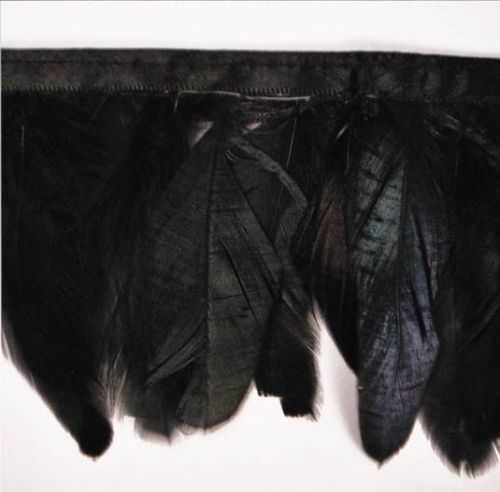 E6150  Peacock Black Marabou Feather Sewing Trim 3"