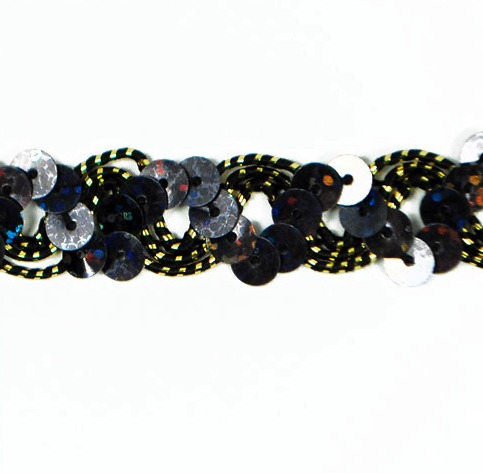 E6176  Gunmetal Holographic Ric Rac Sequin Sewing Craft Trim 5/8"
