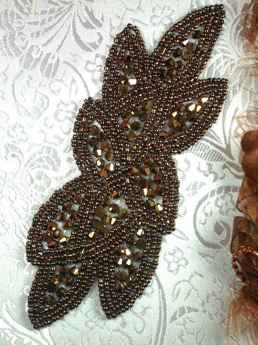 JB31 Bronze Designer Beaded Cluster Applique 6"