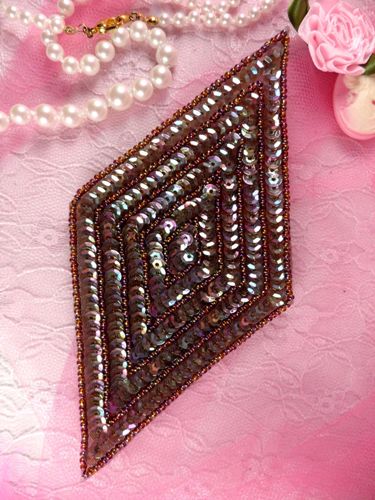 K8385 Bronze AB Diamond Beaded Sequin Applique 5.5"