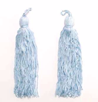 E1046 Set of 2 Light Blue Tassels 5.75"