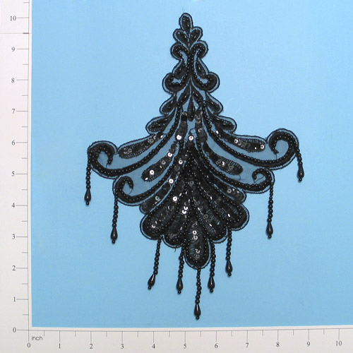 Black Venise Lace Sequin Applique E142