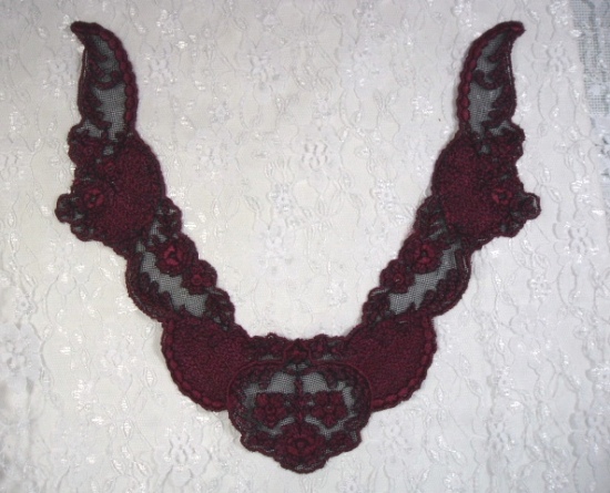 L25 Wine Yoke Collar Venice Lace Applique