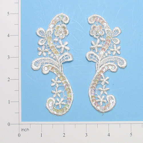 Ivory Venise Lace 4.75" Sequin Applique Pair E2701