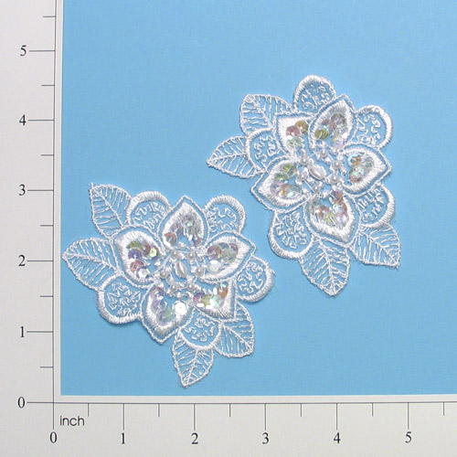 White Venise Lace 3" Sequin Appliques  E2703