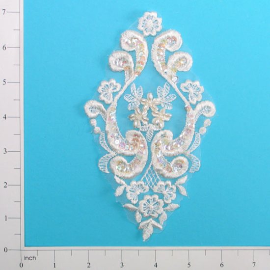 E2707 Ivory Venise Lace 7.25" Sequin Applique