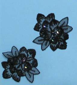E2714 Black AB Venise Lace Mirror Pair Sequin Beaded Appliques