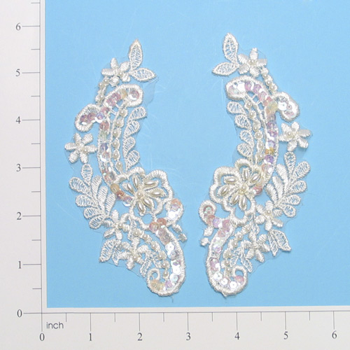 Ivory Venise Lace 5.5" Sequin Applique  E2715