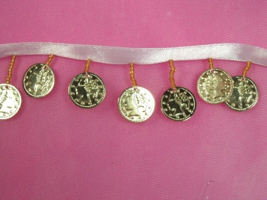 L30  Gold Coin Beaded Fringe Sewing Trim