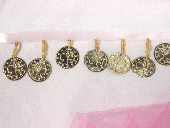 L30  Gold Coin Beaded Fringe Sewing Trim