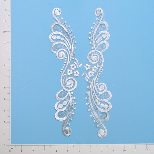 White Venise Lace 11.5" Applique Mirror Pair  E341