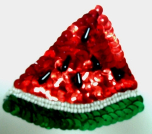 LC10 Watermelon Sequin Beaded Applique 2.75"