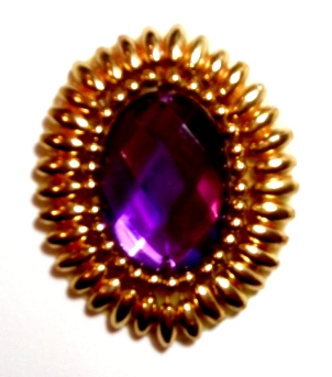 LC134 Purple Jewel Oval Beaded Applique 2"