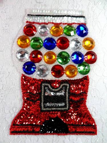 LC1401 Jeweled Bubble Gum Machine Beaded Sequin Applique 6.5"
