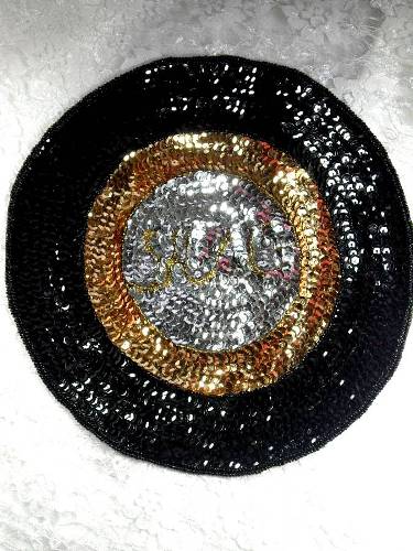 LC1422 Record Beaded Sequin Applique 9"