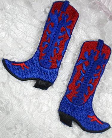LC1426 Cowboy Boots Embroidered Mirror Pair Appliques 2.5"