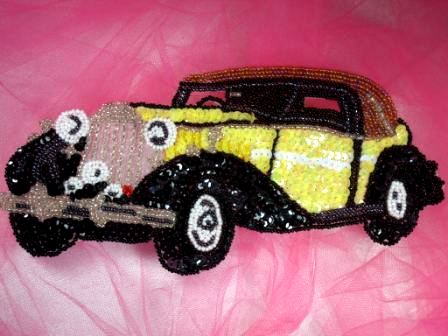 LC1433 Rolls Royce Car Beaded Sequin Applique 8.25"
