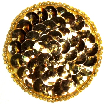 LC271  Gold Dot Round Circle Sequin Beaded Applique  1.5"