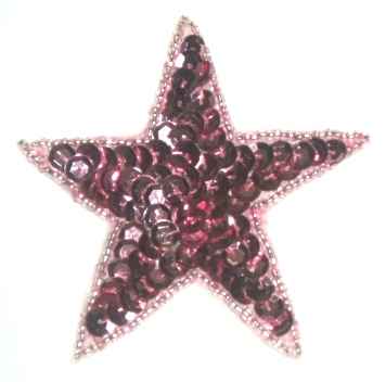 LC368  Mauve Star Sequin Beaded Applique 3"