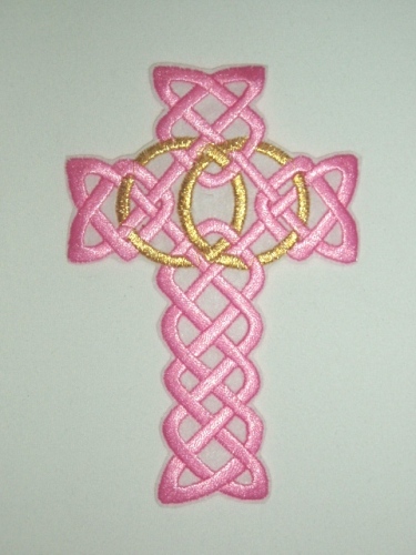 LC369 Pink Cross Embroidered Applique